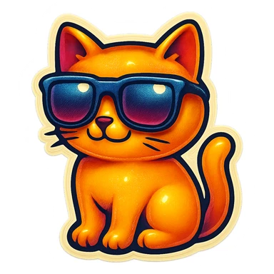 cat with oversized sunglasses, sticker style, vibrant colors sticker