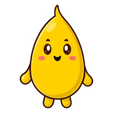 cartoon poop character facing off against a cartoon yellow droplet character, playful sticker