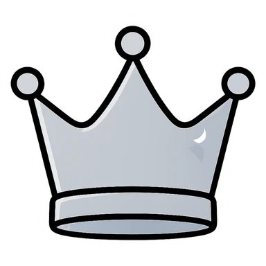 Elegant silver crown icon for VIP status, sleek contour, silver gradient, elegant shine, minimalist luxury, suitable for app subscription badge sticker