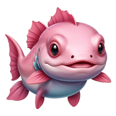 Buff axolotl holding a fish sticker