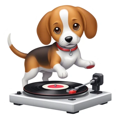 I would like an emoji with a beagle that spins vinyl on a turntable sticker