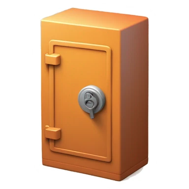 3d colosed isometric small safe in orange or yellow sticker
