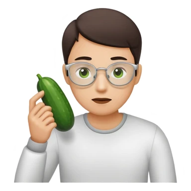 Emoji He puts cucumber on his eye and phone holder and browses sticker