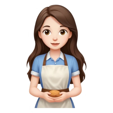 beautiful pale brunette girl with long hair baking sticker