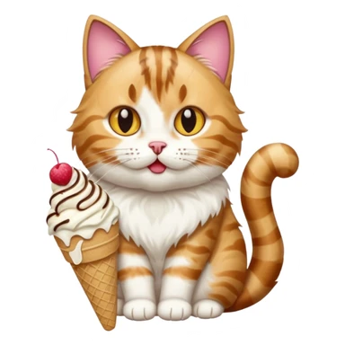A cat eating a icecream sticker