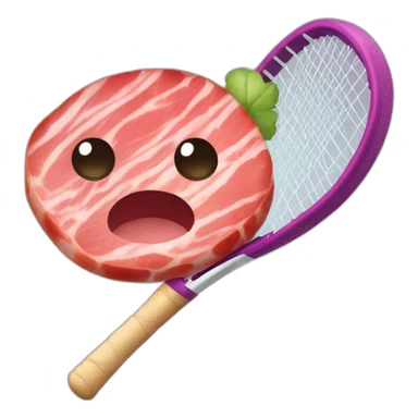 Kawaii jamon with tennis racket sticker
