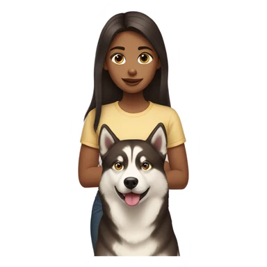 A girl Dark brown  hair next to a light dorée  Husky sticker