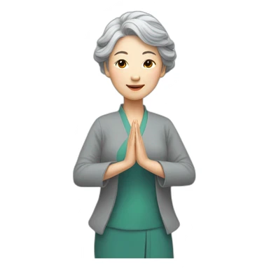 Chinese lady grey hair doing yuga movement sticker