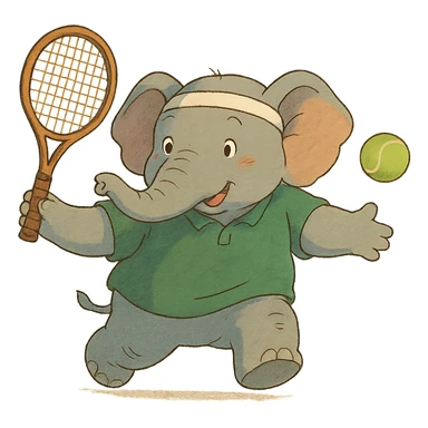 ghibli style elephant playing tennis sticker