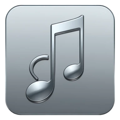 music note with a chromic metal texture, no gold sticker