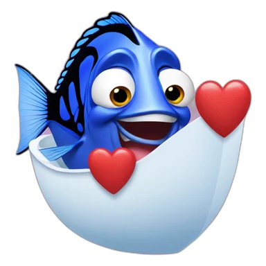 dory holding a heart sticker