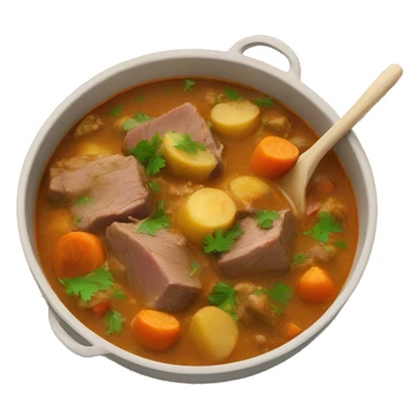 A dish of lamb stew (Pakistani stew which only has lamb, no other vegetables) beautifully, from a top. sticker