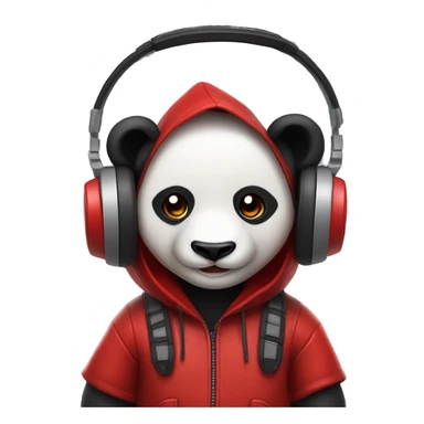 panda rockstar red outfit with headphones  sticker