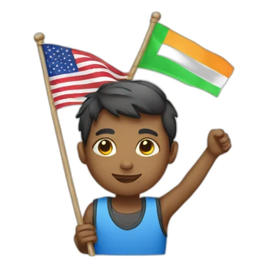 boy with use flag sticker