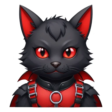 black edgy emo furry bat-cat-fursona-Fakémon with a red chest harness  sticker
