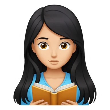 differemt girlhood hobbies floating back ground, books, art, and sports, tanned long black hair, simple sticker