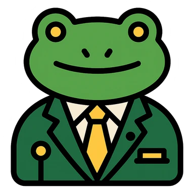 cartoon frog in a sharp green suit with gold accessories sticker