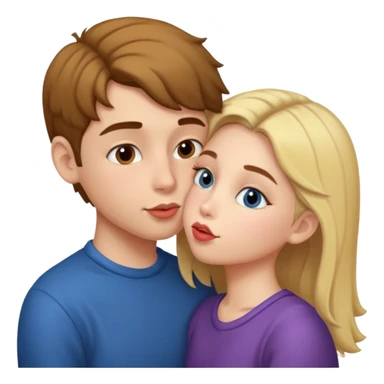 o boy kissing a girl on her cheek sticker