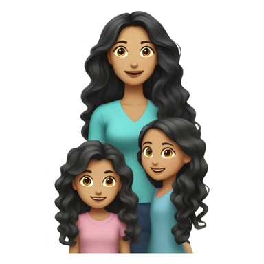 Mom vietnamese and 3 daughers long hair  sticker