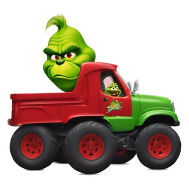 The grinch driving a red monster truck  sticker