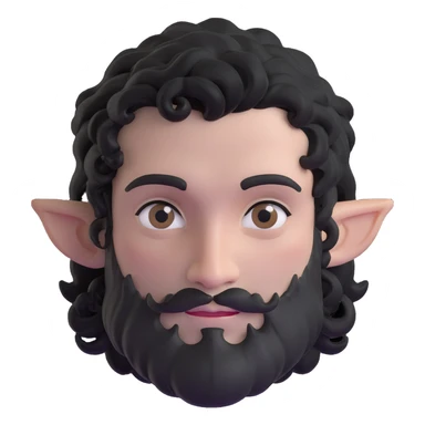firbolg from DnD with gray skin, black curly hair, clean-shaven face, no beard sticker