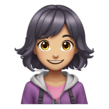 Anime cat girl with big smile sticker