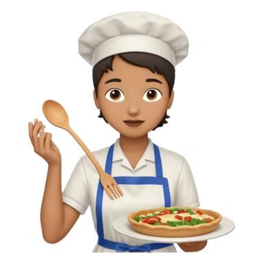 hazme una persona atendiendo una cafeteria universitaria sirviendo comida sticker