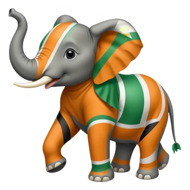 Create an dancing elephant with a white and green Ivory Coast flag . sticker