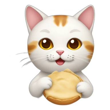 cat holding a dumpling sticker