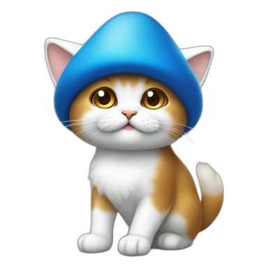 Smurfcat chat bleu champignon blanc sur la tete sticker