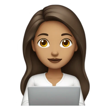 woman light brown skin long dark brown hair with laptop sticker