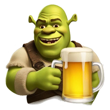 shrek with a beer sticker