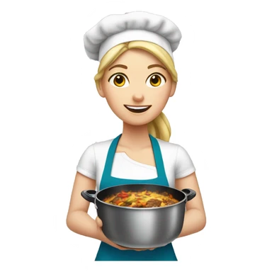White girl cooking sticker