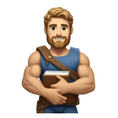 A muscular Greek-status chad holding a book in his hands. sticker