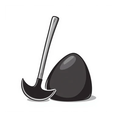 A black and white doodle of a pickaxe sticker