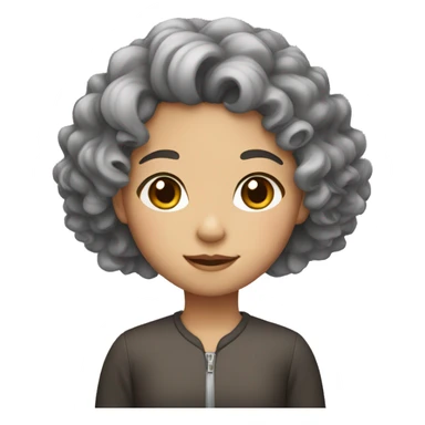 asian girl with curly hair sticker