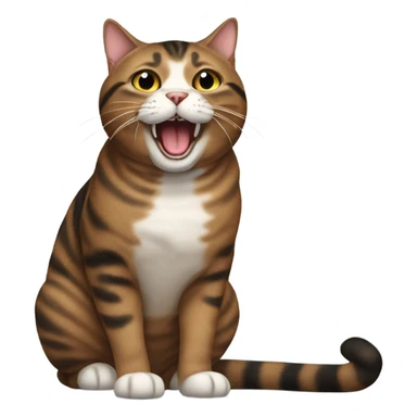 Fat brown and black tabby cat meowing sticker