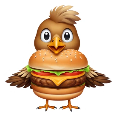 A bird eating a burger sticker