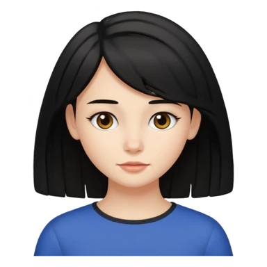 Menina Branca, com cabelo preto e cabelo médio, sem franja sticker