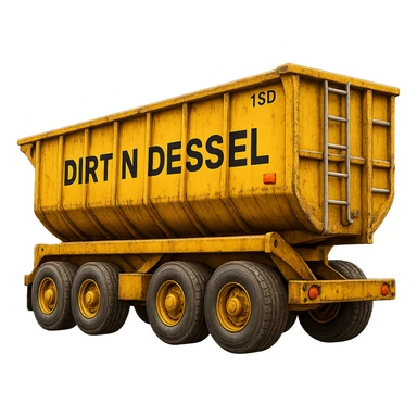Make the dump end trailer more detailed while keeping the words 'Dirt n Diesel' visible. Preserve the emoji style look and feel. Remove the background. sticker