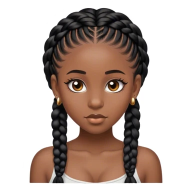 black girl with black goddess braids and nose stud with big eyes sticker