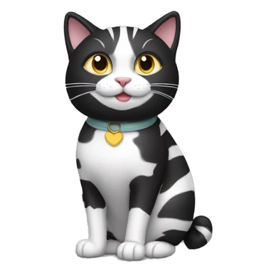 black & white cat with stripes female happy full body sticker