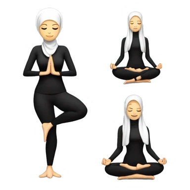 Slender woman in black suit and hijab for yoga with amulet sits in lotus pose with eyes closed sticker