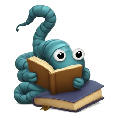 Worm reading a book sticker
