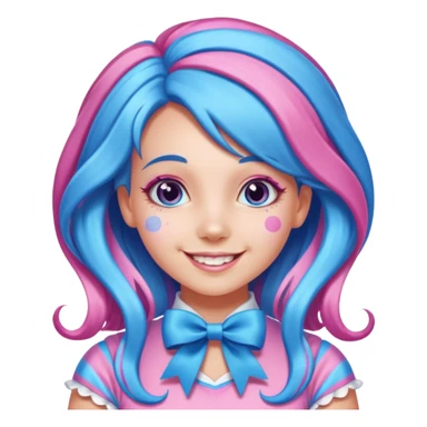 candy girl from candyland very long blue-pink mixed candy hair with ribbon and no tattooes sticker