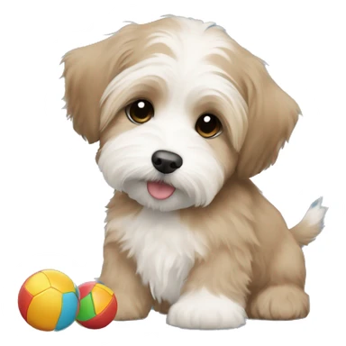 Light Brown Short Hair havanese puppy playing with toys  sticker