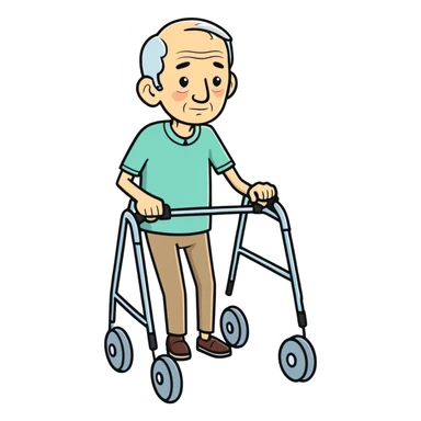 Elderly man using a walker  sticker