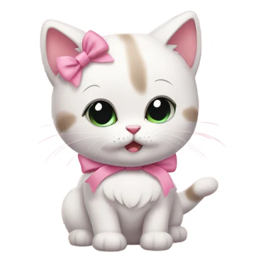 cute kitty wearing pink bow with blushing cheeks sticker