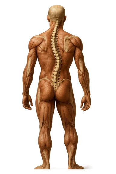 fai un immagine identica che riguarda un esercizio ma mettigli spina dorsale e muscoli in evidenza (anatomica) con colori naturali di un corpo umano. falla iperrealistica anatomica in 4k con spina dorsale storta in evidenza sticker