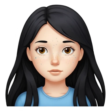 Girl with long black hair and fair skin with freckles sticker